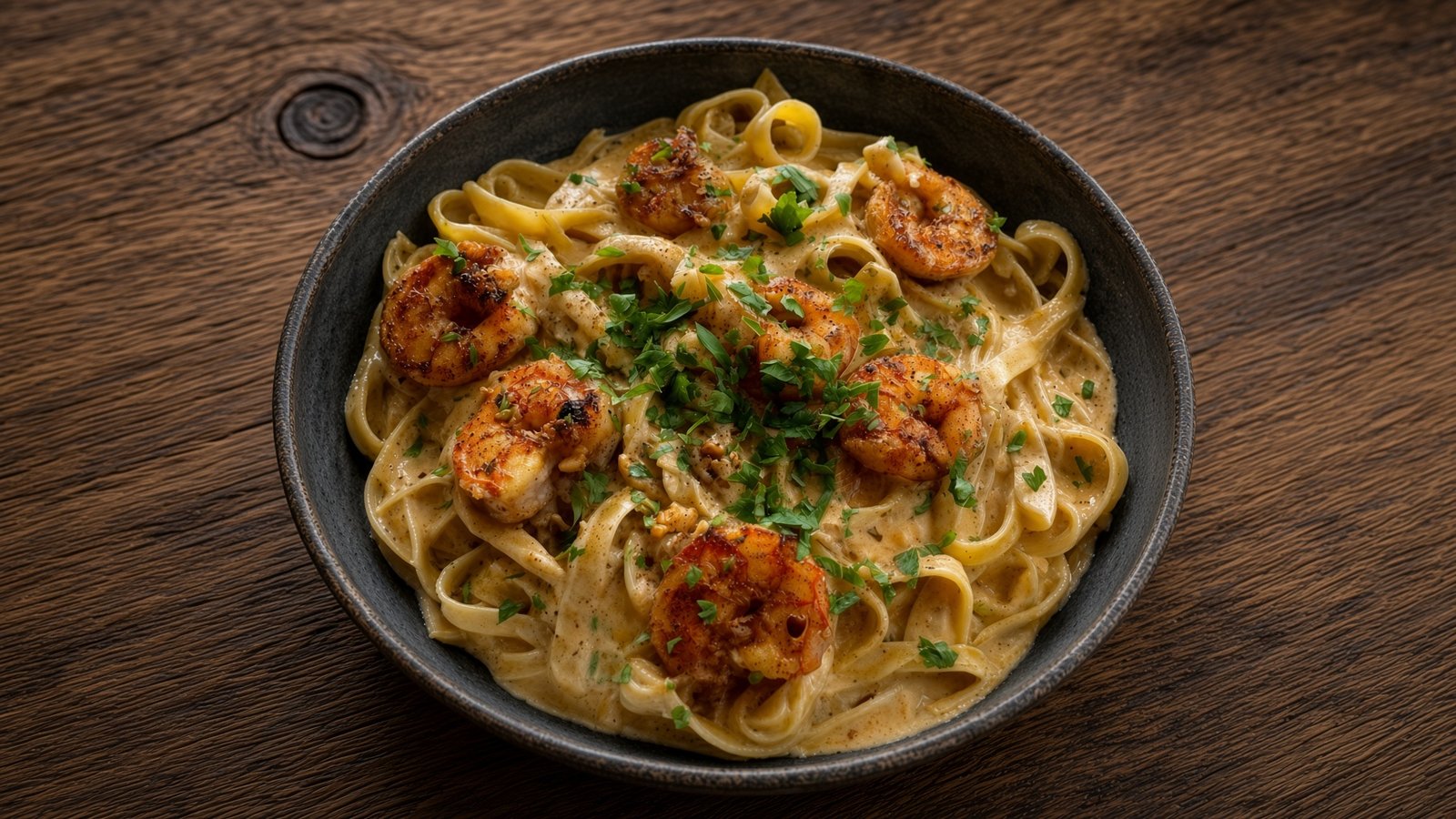 Cremige Cajun-Garnelen-Fettuccine