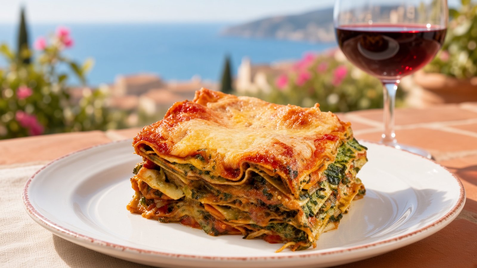 Vegetarische Spinat-Gemüse-Lasagne